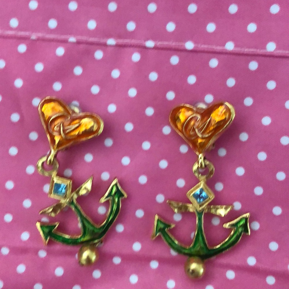 Vintage Christian Lacroix anchor earrings